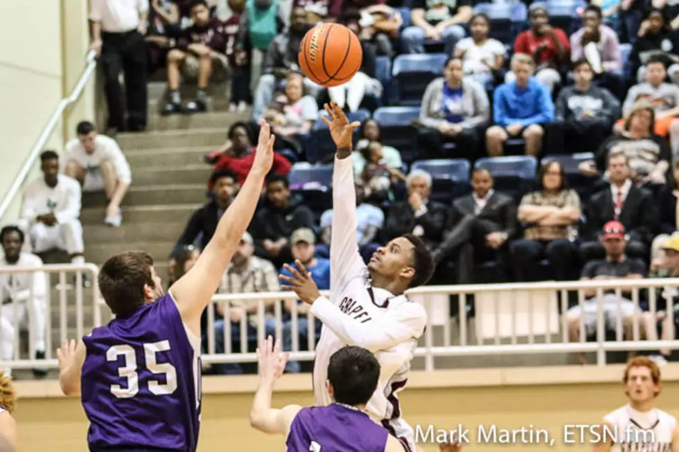 Grapeland Jaques Faulk puts up a shot.